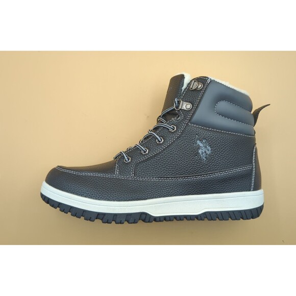 U.S. Polo Assn Men\'s Soren Black Faux Leather Boots Sz 10.5 M Sherpa Lined